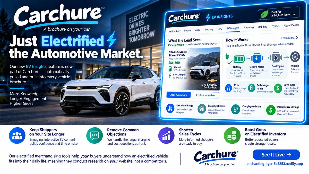 Carchure EV Insights tab showing range, charging, how a plug-in hybrid works, and incentives